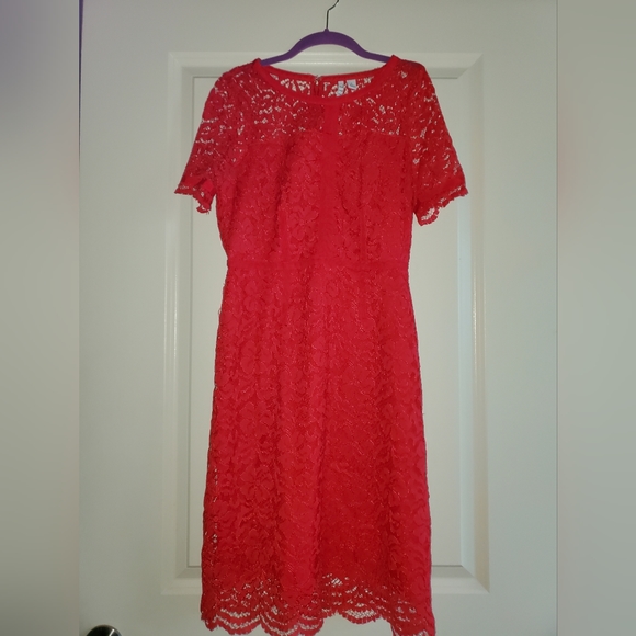 Elle Lady in Lace Red Dress size 2 - Picture 3 of 7